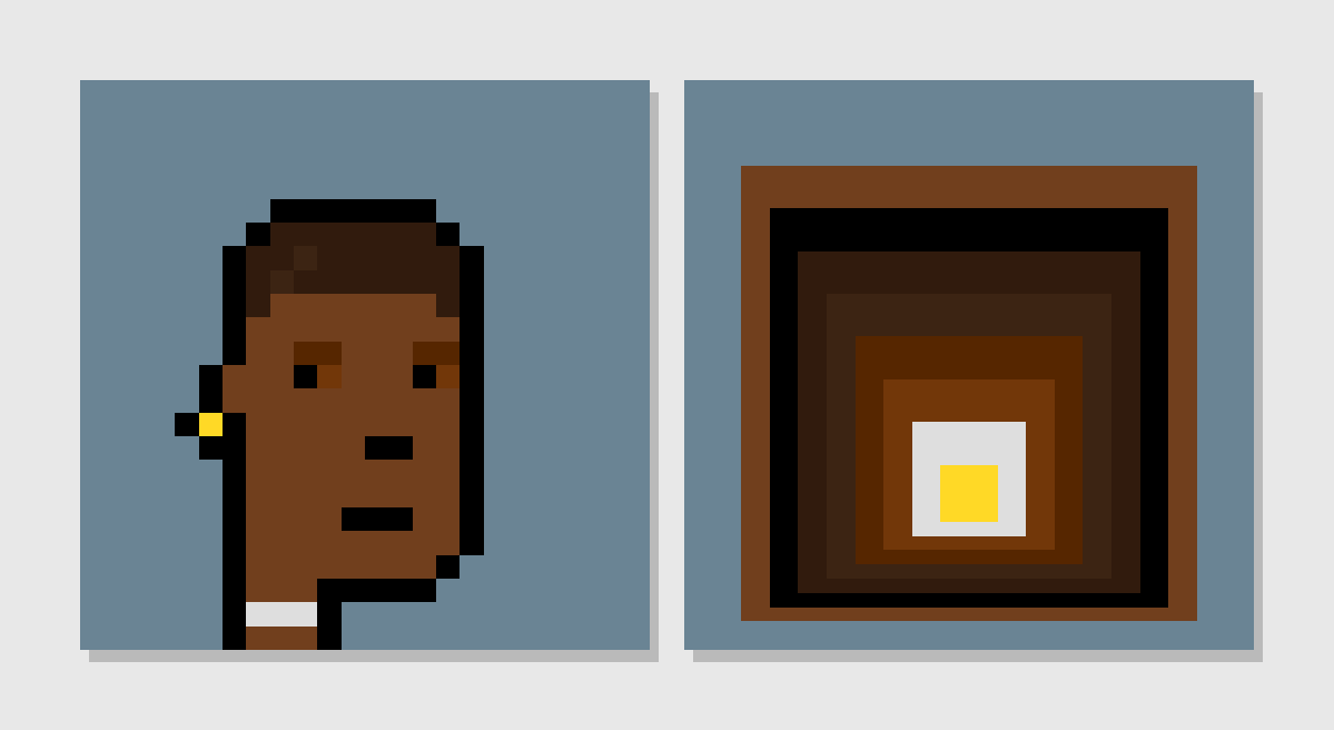 Animated pairs of CryptoPunks beside the Homage artwork generated from each.